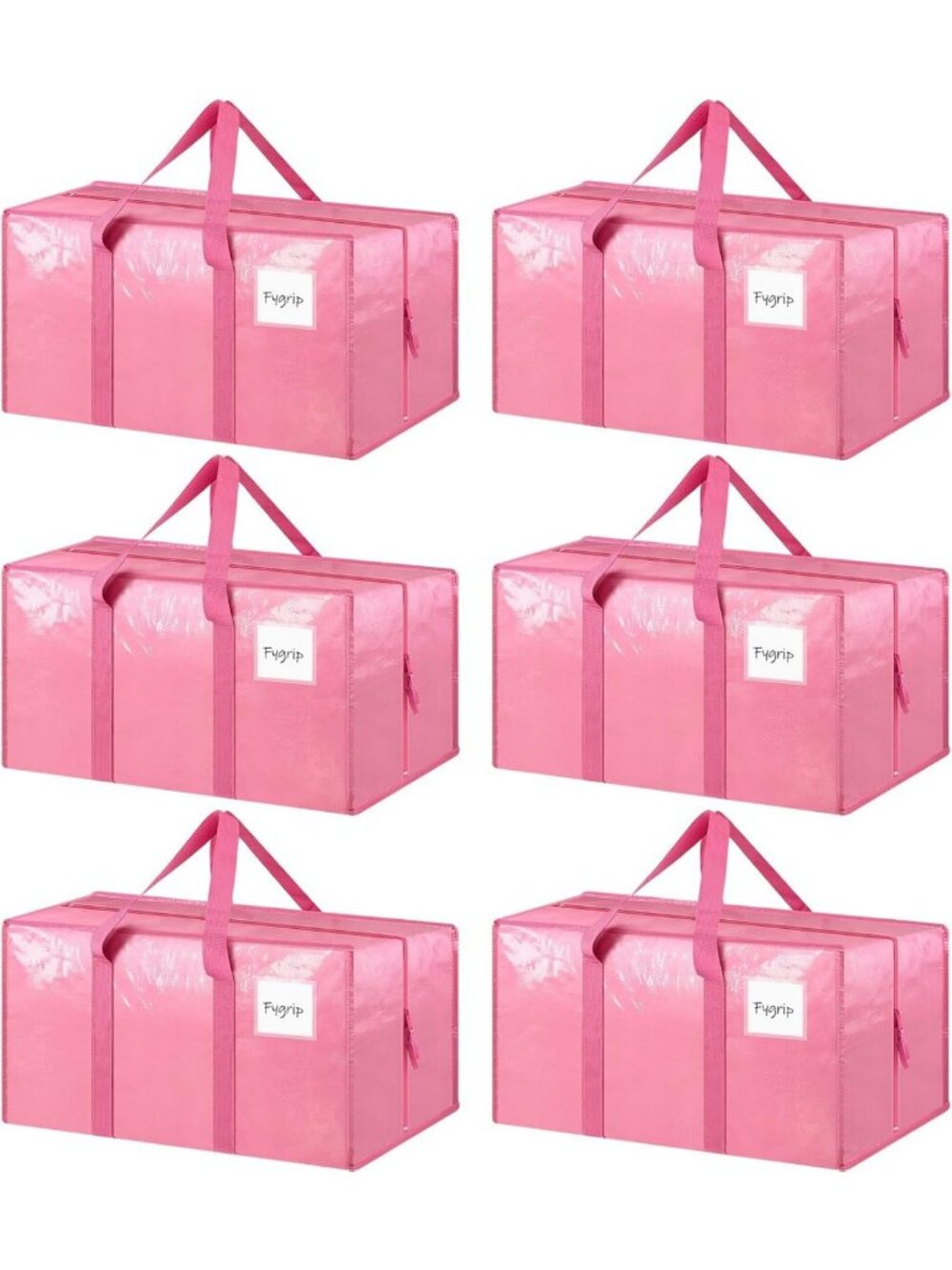 6 Pack Heavy Duty Large Moving Bags with Zipper & Handles - Durable Storage